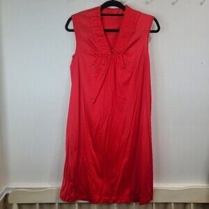Vintage JCPenney Red Nylon Sleeveless Nightgown, Women Size xs